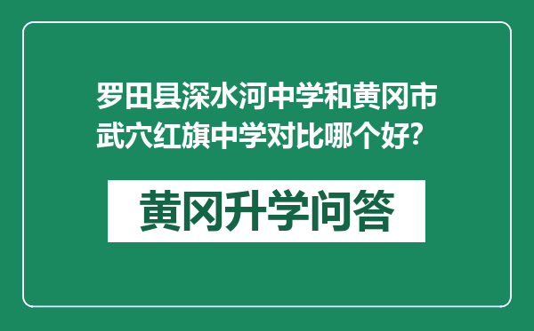 罗田县深水河中学和黄冈市武穴红旗中学对比哪个好？