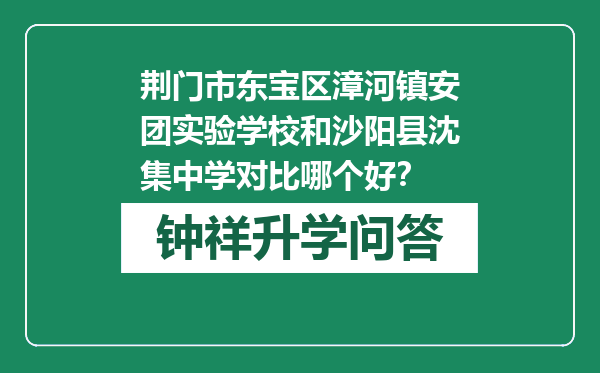 荆门市东宝区漳河镇安团实验学校和沙阳县沈集中学对比哪个好？