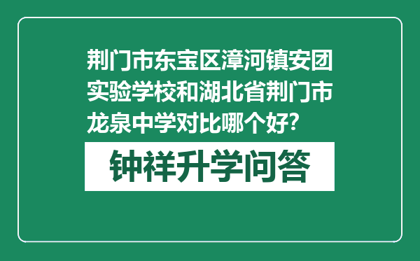 荆门市东宝区漳河镇安团实验学校和湖北省荆门市龙泉中学对比哪个好？