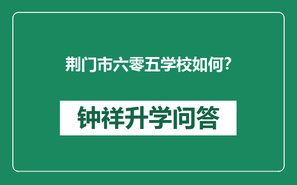 荆门市六零五学校如何？