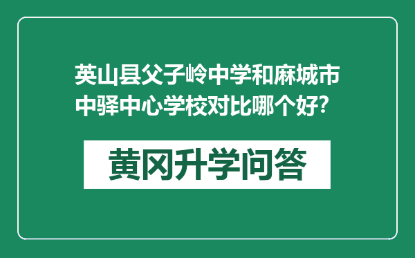 英山县父子岭中学和麻城市中驿中心学校对比哪个好？