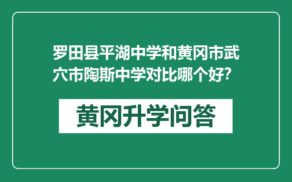 罗田县平湖中学和黄冈市武穴市陶斯中学对比哪个好？