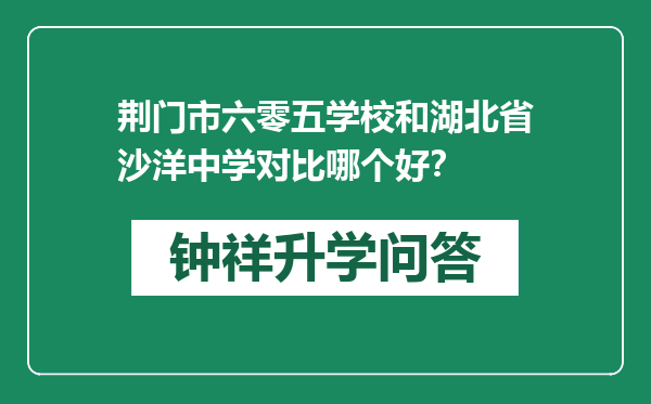 荆门市六零五学校和湖北省沙洋中学对比哪个好？