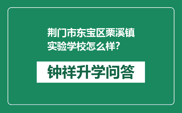 荆门市东宝区栗溪镇实验学校怎么样？