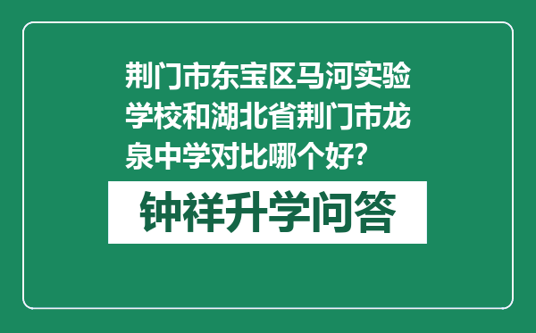 荆门市东宝区马河实验学校和湖北省荆门市龙泉中学对比哪个好？