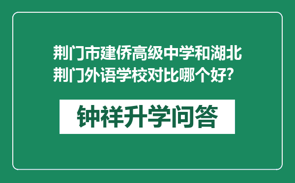 荆门市建侨高级中学和湖北荆门外语学校对比哪个好？