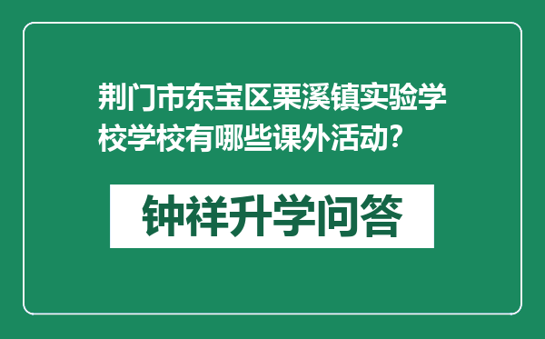 荆门市东宝区栗溪镇实验学校学校有哪些课外活动？