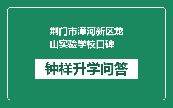 荆门市漳河新区龙山实验学校口碑