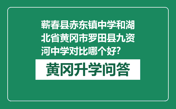 蕲春县赤东镇中学和湖北省黄冈市罗田县九资河中学对比哪个好？