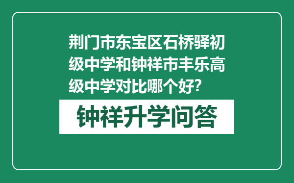 荆门市东宝区石桥驿初级中学和钟祥市丰乐高级中学对比哪个好？