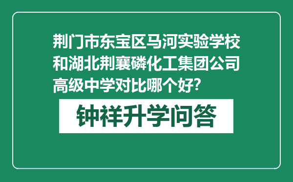 荆门市东宝区马河实验学校和湖北荆襄磷化工集团公司高级中学对比哪个好？