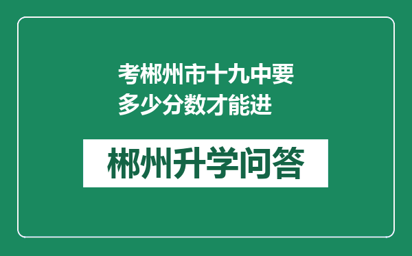 考郴州市十九中要多少分数才能进