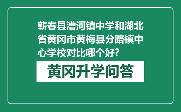 蕲春县漕河镇中学和湖北省黄冈市黄梅县分路镇中心学校对比哪个好？