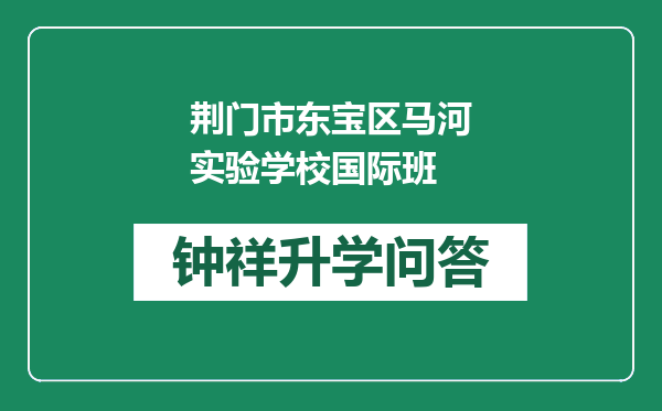 荆门市东宝区马河实验学校国际班