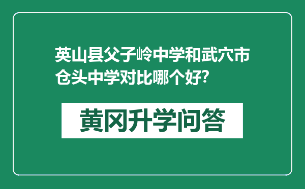 英山县父子岭中学和武穴市仓头中学对比哪个好？