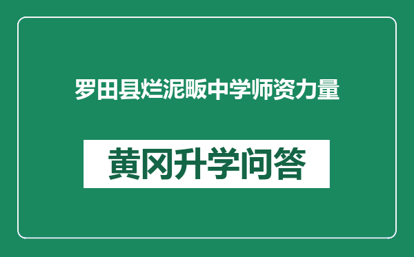 罗田县烂泥畈中学师资力量