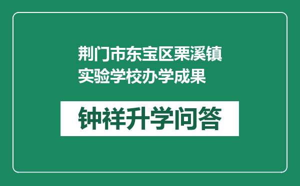 荆门市东宝区栗溪镇实验学校办学成果