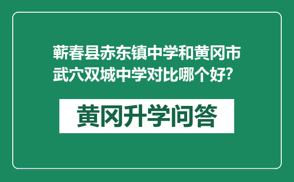 蕲春县赤东镇中学和黄冈市武穴双城中学对比哪个好？