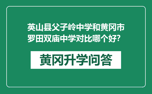 英山县父子岭中学和黄冈市罗田双庙中学对比哪个好？