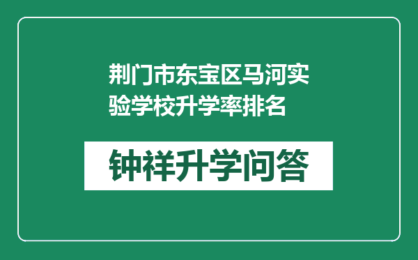 荆门市东宝区马河实验学校升学率排名