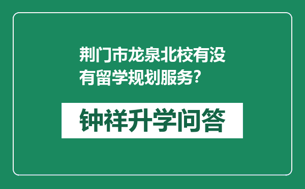 荆门市龙泉北校有没有留学规划服务？