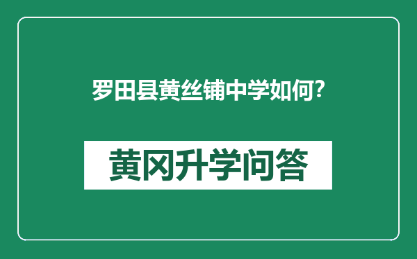 罗田县黄丝铺中学如何？