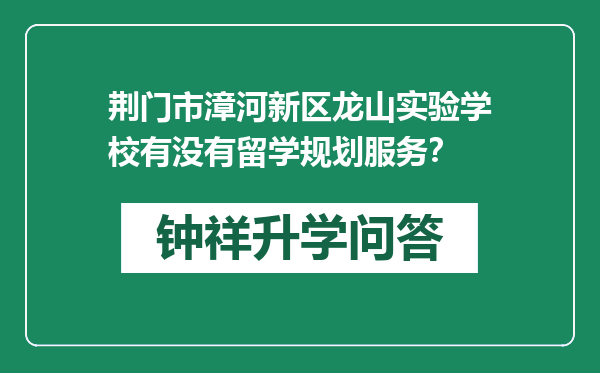 荆门市漳河新区龙山实验学校有没有留学规划服务？