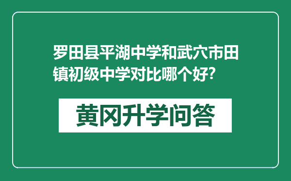 罗田县平湖中学和武穴市田镇初级中学对比哪个好？