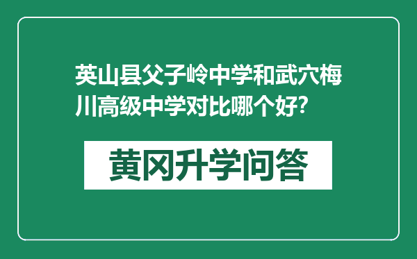 英山县父子岭中学和武穴梅川高级中学对比哪个好？