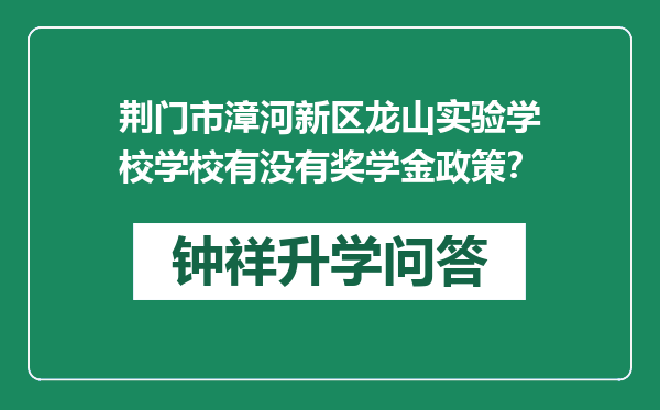 荆门市漳河新区龙山实验学校学校有没有奖学金政策？