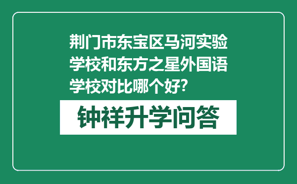 荆门市东宝区马河实验学校和东方之星外国语学校对比哪个好？