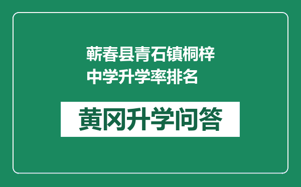 蕲春县青石镇桐梓中学升学率排名