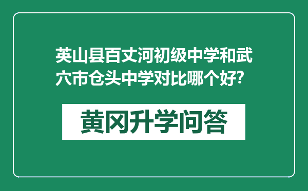 英山县百丈河初级中学和武穴市仓头中学对比哪个好？