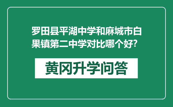 罗田县平湖中学和麻城市白果镇第二中学对比哪个好？