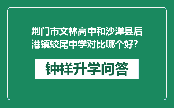 荆门市文林高中和沙洋县后港镇蛟尾中学对比哪个好？