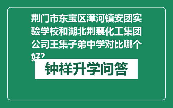 荆门市东宝区漳河镇安团实验学校和湖北荆襄化工集团公司王集子弟中学对比哪个好？