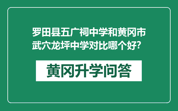 罗田县五广祠中学和黄冈市武穴龙坪中学对比哪个好？