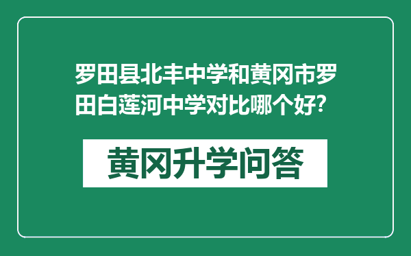 罗田县北丰中学和黄冈市罗田白莲河中学对比哪个好？