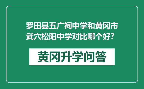 罗田县五广祠中学和黄冈市武穴松阳中学对比哪个好？