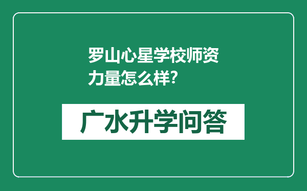 罗山心星学校师资力量怎么样？