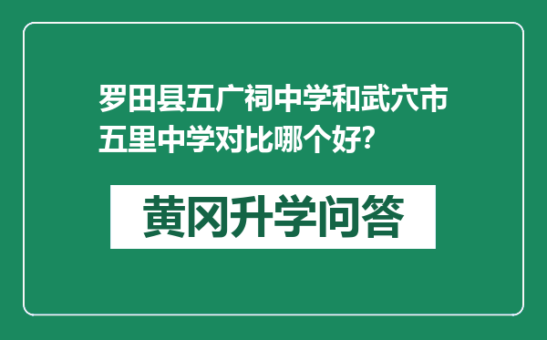 罗田县五广祠中学和武穴市五里中学对比哪个好？