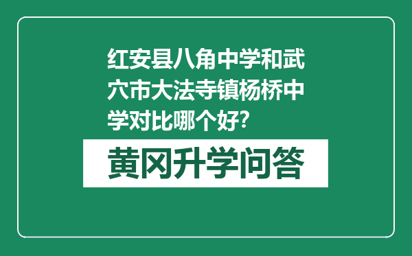 红安县八角中学和武穴市大法寺镇杨桥中学对比哪个好？