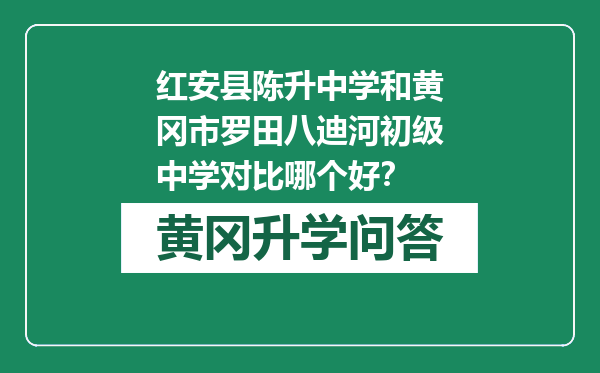 红安县陈升中学和黄冈市罗田八迪河初级中学对比哪个好？