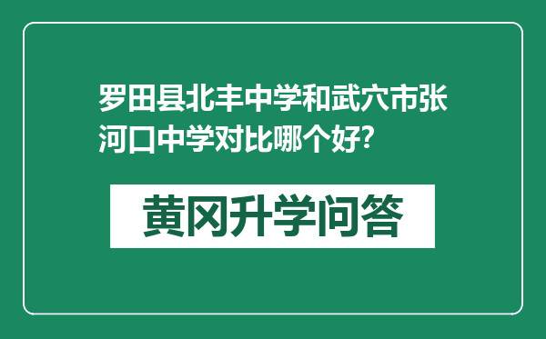 罗田县北丰中学和武穴市张河口中学对比哪个好？