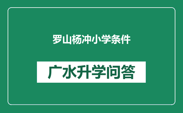 罗山杨冲小学条件