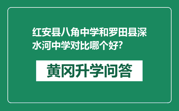 红安县八角中学和罗田县深水河中学对比哪个好？