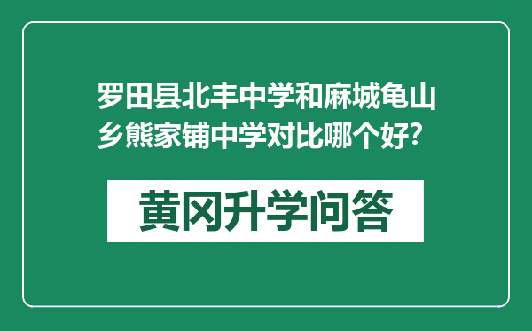 罗田县北丰中学和麻城龟山乡熊家铺中学对比哪个好？