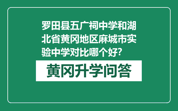 罗田县五广祠中学和湖北省黄冈地区麻城市实验中学对比哪个好？