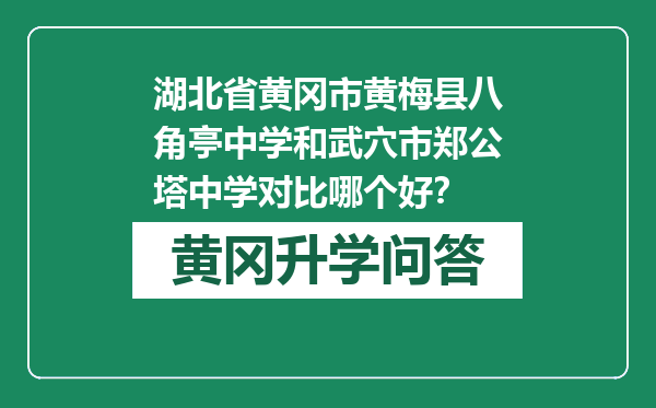 湖北省黄冈市黄梅县八角亭中学和武穴市郑公塔中学对比哪个好？