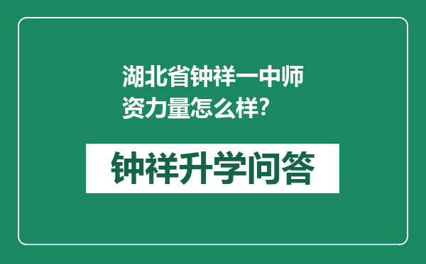 湖北省钟祥一中师资力量怎么样？